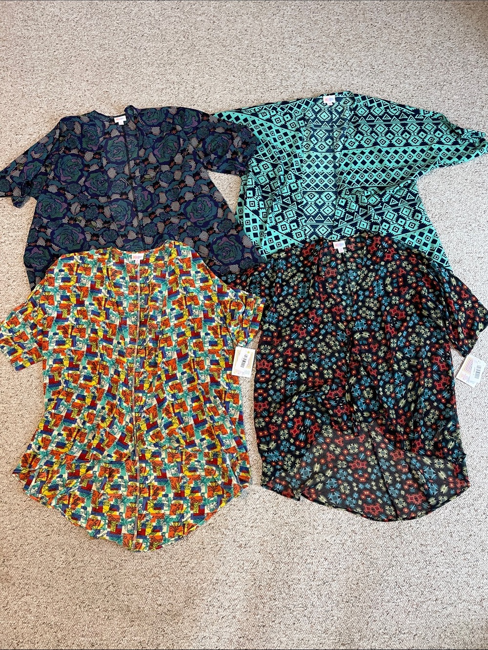 LulaRoe Lindsey Cardigan Women’s Multicolored Lot of 4